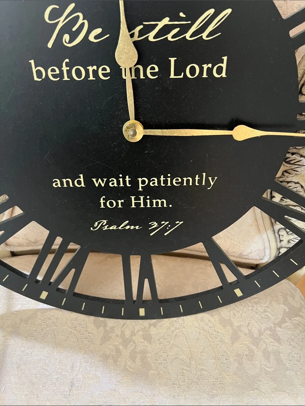 Be Still Wall Clock – Black and Gold Inspirational Wall Decor